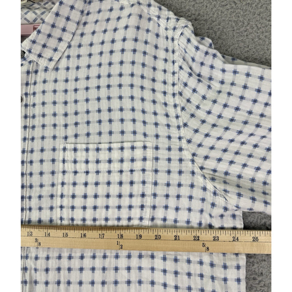 Carbon2Cobalt Mens XL Cotton Grid Shirt White Blue - Picture 12 of 15